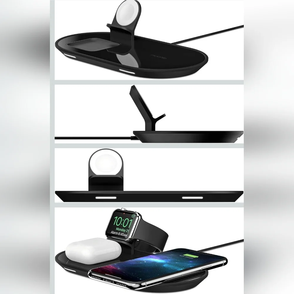 mophie 3-in-1 Fast Wireless Charger Dock in Black